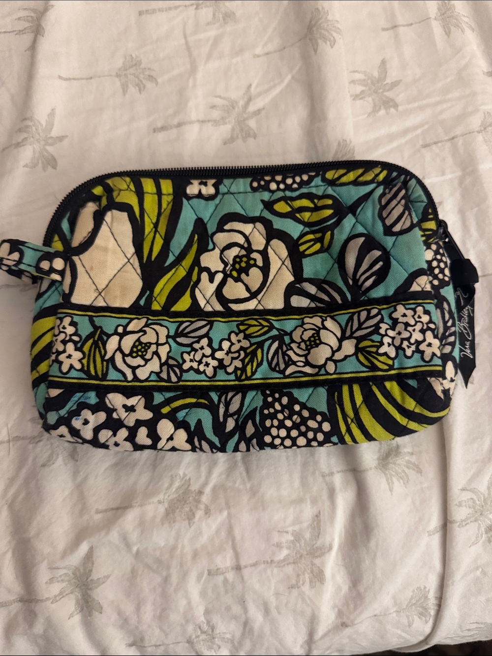 Vera Bradley Aqua Floral Quilted 💄 makeup bag